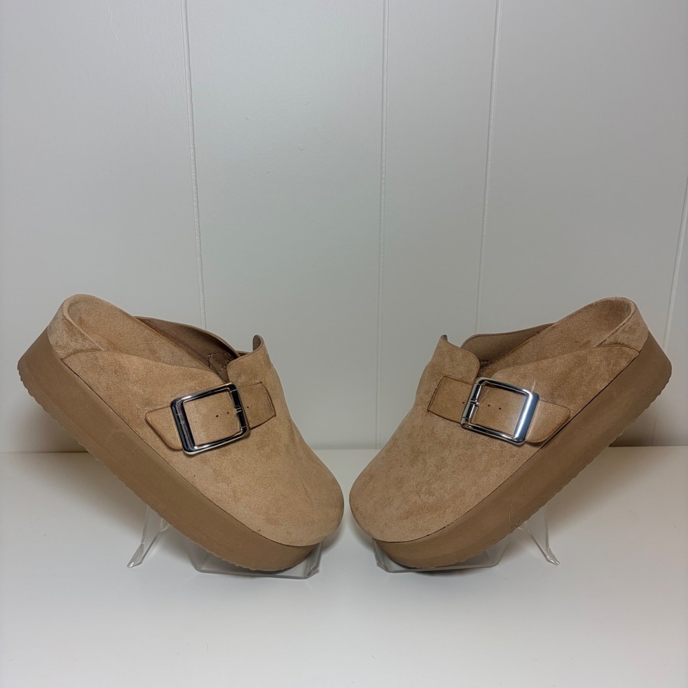 Madden Girl Cutiepie Womens 8 Tan Platform Clogs Mules Slip Ons Boho Y2K Earthy